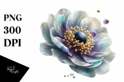 Anemone with Golden Insertions Watercolor Product Image 1