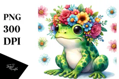 Cute Frog with Flower Crown, Transparent PNG Product Image 1