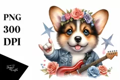 Colorful Baby Corgi Rockstar Clipart Product Image 1