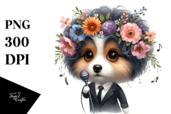 Watercolor Baby Collie Big Eyes as a Pop Singer Product Image 1