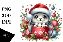 Cute Seal with Christmas Ornaments PNG Product Image 3