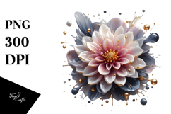 Abstract Dahlia with Golden Insertions PNG Product Image 1