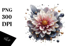 Abstract Dahlia with Golden Insertions PNG Product Image 1