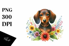 Watercolor Dachshund Sticker Summer | Clipart Product Image 3