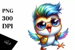 Quirky Bird with Sunglasses PNG Product Image 3