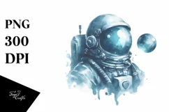 Blueish Vintage Astronaut Girl | Sublimation Clipart Product Image 1