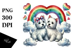 Rainbow West Highland White Terrier Heart PNG Product Image 1