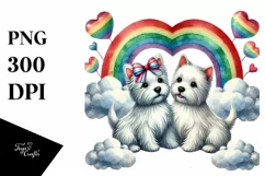 Rainbow West Highland White Terrier Heart PNG Product Image 1
