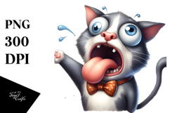 silly Cartoon Cat Bow Tie PNG Product Image 1