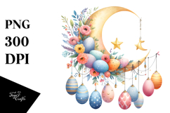 Colorful Half Moon with Hanging Eggs, PNG Product Image 1