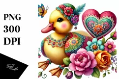 Colorful Duck on Flower PNG Product Image 1