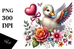 Adorned Duck Holding Heart PNG Product Image 1