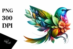 Vibrant Abstract Flower Bird PNG Product Image 3