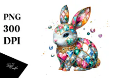 Colorful Bunny Made of Diamonds PNG Product Image 1