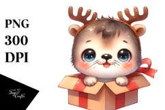 Entertaining Seal with Reindeer Horns PNG Product Image 1