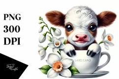 Smiling Baby Highland Cow PNG Product Image 1