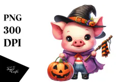 Vibrant Baby Pig for Halloween with Pumpkin | Sublimation | Product Image 1