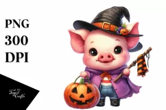 Vibrant Baby Pig for Halloween with Pumpkin | Sublimation | Product Image 3