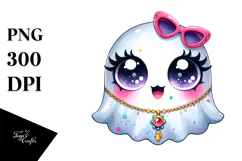 Funny Cute Ghost with Glam Accessories PNG Product Image 1