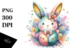 Colorful Pastel Bunny Wood PNG Product Image 1