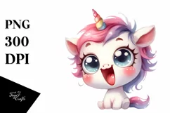 Funny Expressive Unicorn Watercolor PNG Product Image 1