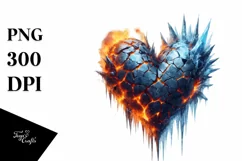 Distressed Heart of Fire and Ice PNG Product Image 1