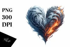 Distressed Heart of Fire and Ice PNG Product Image 1
