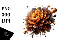 Abstract Wood Marigold Watercolor Splash PNG Product Image 1
