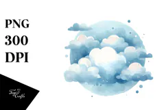 Washed Blueish Vintage Cloud, Transparent PNG Product Image 1
