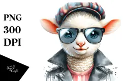 Punk Lamb with Sunglasses PNG Product Image 1
