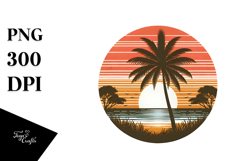 Vintage Tropical Tree Sunset, Transparent PNG Product Image 1