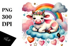 Colorful Cow on Cloud, Transparent PNG Product Image 1