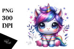 Cute Vibrant Baby Unicorn PNG Product Image 1