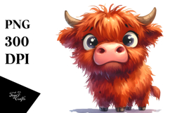 Confused Highland Cow with Goofy Smile PNG Product Image 1
