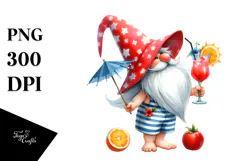Whimsical Gnome Drinking Cocktail PNG Product Image 1