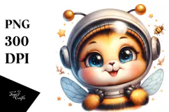 Cute Baby Bee Astronaut PNG Product Image 1