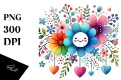 Smiling Flower with Hearts PNG Product Image 1