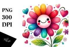 Smiling Flower with Hearts PNG Product Image 1