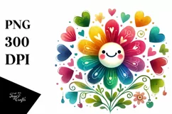 Smiling Flower with Hearts PNG Product Image 1