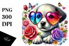 Puppy with Heart Sunglasses PNG Product Image 1