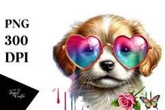 Puppy with Heart Sunglasses PNG Product Image 1