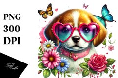 Puppy with Heart Sunglasses PNG Product Image 1