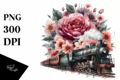 Vintage Dirty Train Watercolor PNG Product Image 3