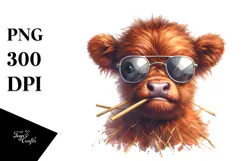 Contempt Baby Cow with Sunglasses PNG Product Image 1
