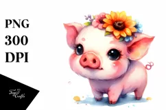 Cute Baby Pig in Style | Clipart Product Image 3