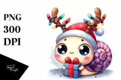 Enthusiastic Snail with Reindeer Horns PNG Product Image 1