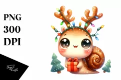 Excited Snail with Reindeer Horns PNG Product Image 3