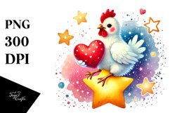 Colorful Chicken on Star PNG Product Image 1
