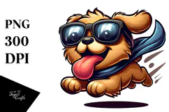Excited Puppy with Oversized Sunglasses, PNG Product Image 1