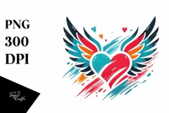 Colorful Heart with Wings and Crown PNG Product Image 1